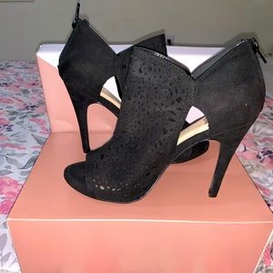 Fergalicious Tara Black Peep Toe Booties